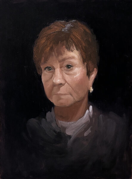 Portrait of mother by Tommy Gjertsen. 30x40cm. Oil on panel. 2026